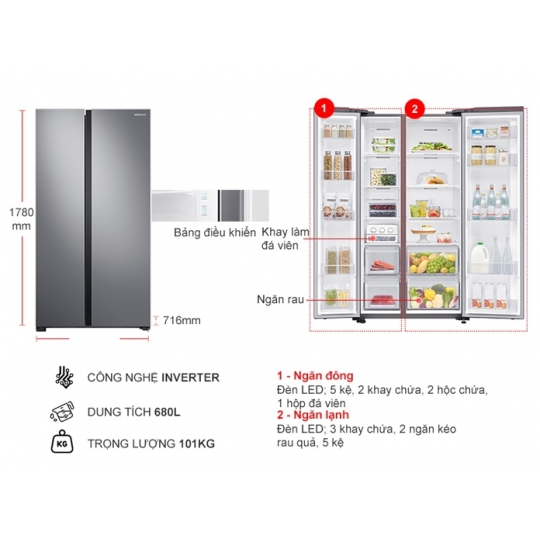 Tủ Lạnh Samsung RS62R5001M9/SV