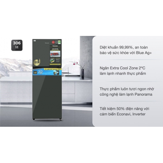 Tủ lạnh Panasonic Inverter 306 lít NR-TV341VGMV 