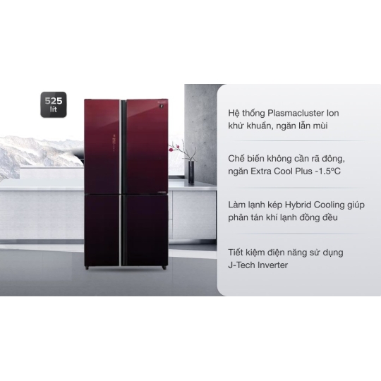 Tủ lạnh Sharp Inverter 525 lít SJ-FXP600VG-MR Mới 2021