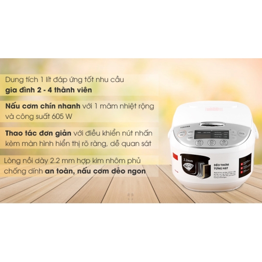 Nồi cơm điện tử Toshiba 1 lít RC-10DH2PV(W