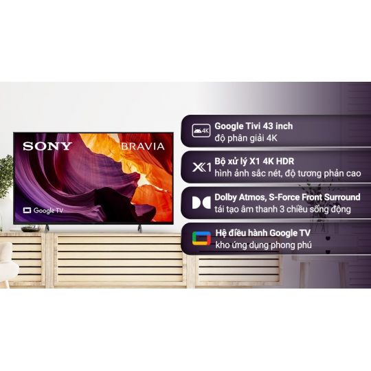 Google Tivi Sony 4K 43 inch KD-43X81DK 