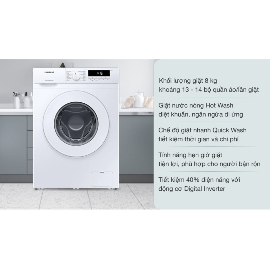 Máy giặt Samsung Inverter 8kg WW80T3020WW/SV Mới 2021
